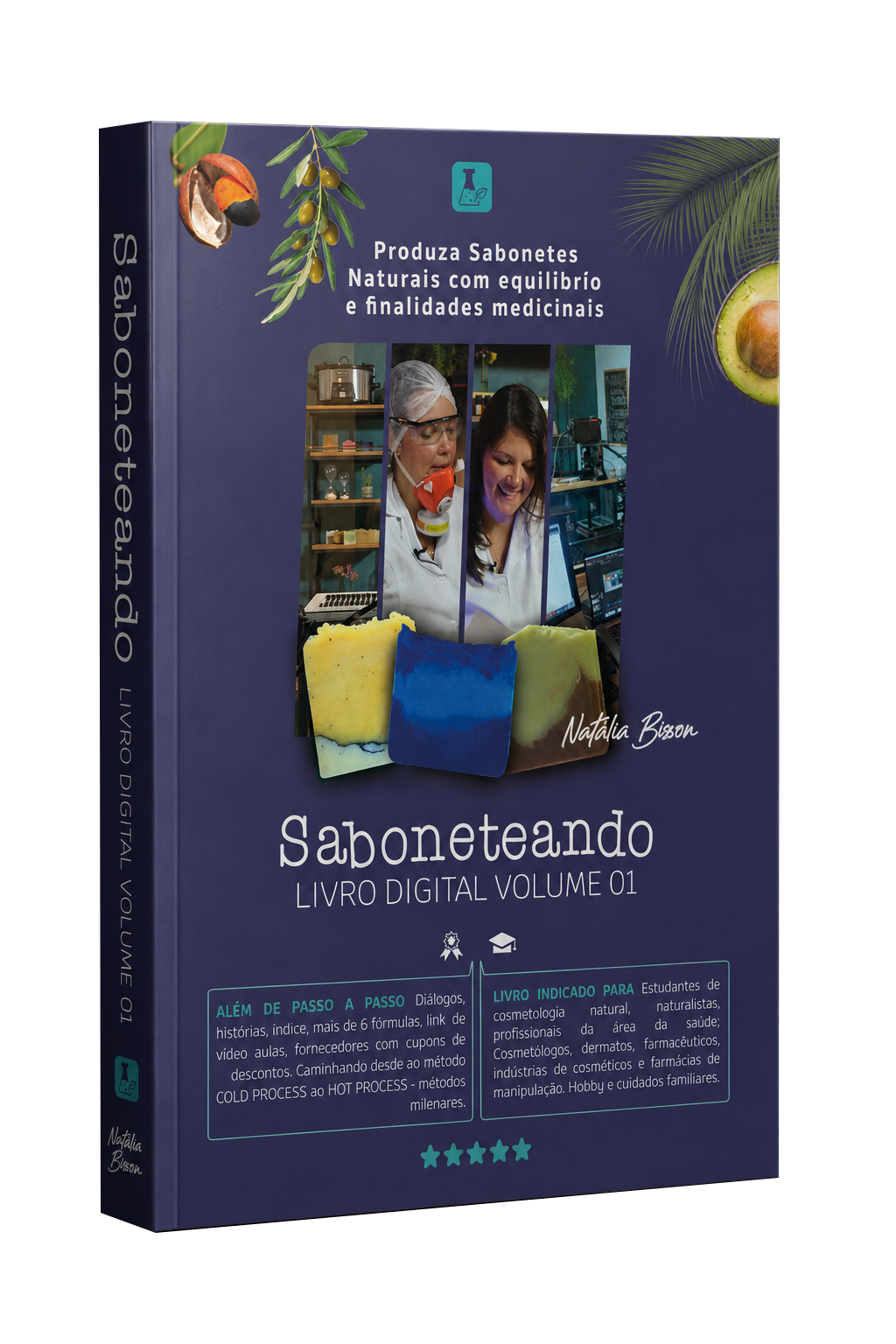 Mockup 3D do livro digital Saboneteando: Livro Digital Volume 01 de Natália Bisson